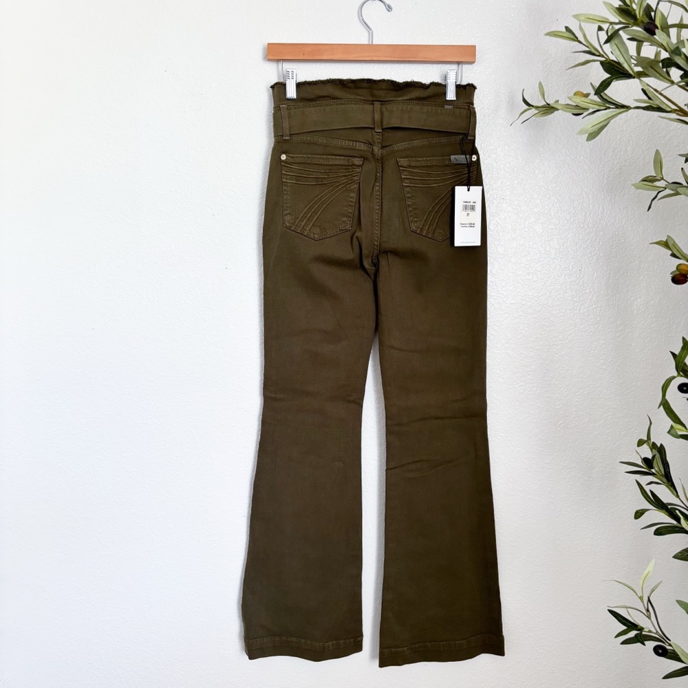 7 For All Mankind Olive High-Waisted Dojo Belted Pants 27 NWT